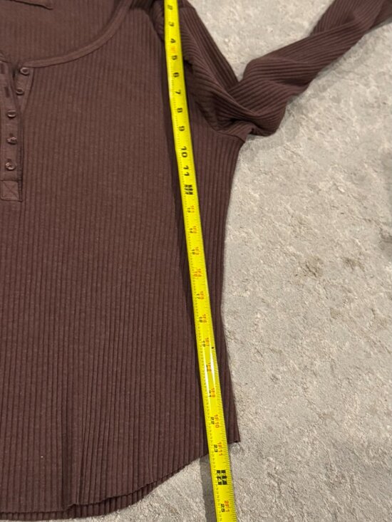 Aerie Women’s Ribbed Henley Layering T-Shirt Canyon Sun Brown Extra Large XL - Picture 12 of 16